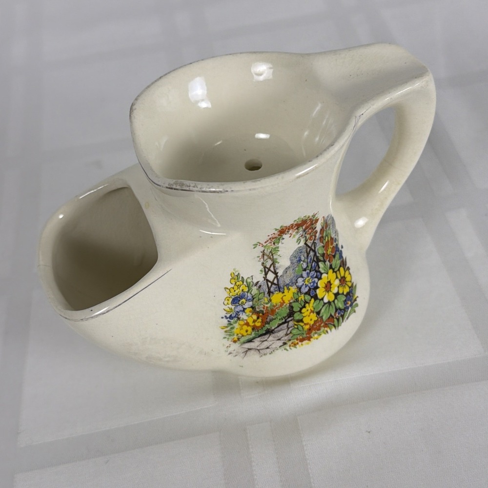 Vintage‎ Ceramic Shaving Scuttle mug. Floral garden design